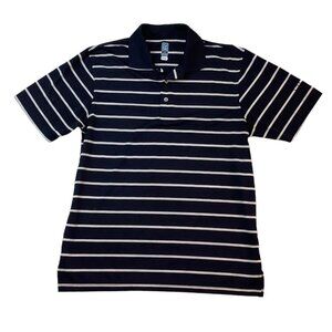 PGA Tour Airflux Polo Golf Striped Shirt Blue Short Sleeve Logo Mens Size Large